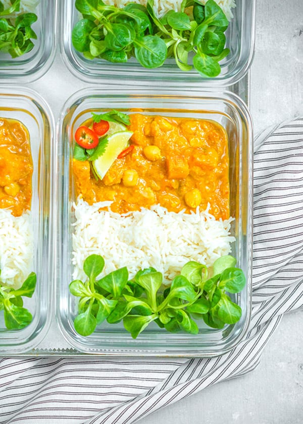 meal prep bowl of sweet potato curry 