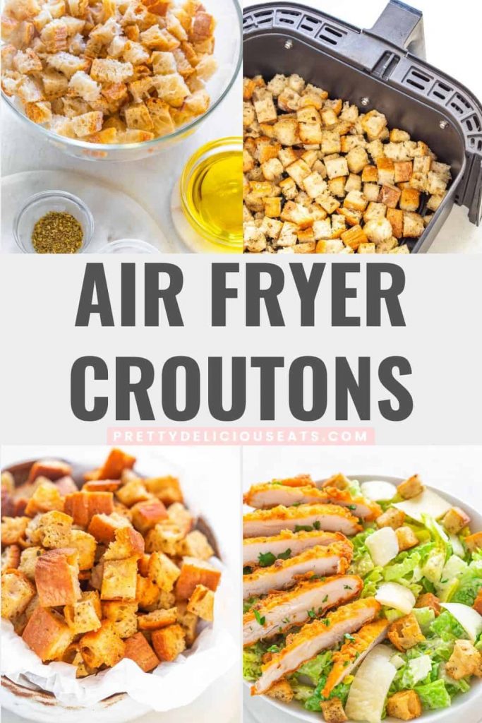 Homemade Easy Air Fryer Croutons Recipe pinterest image