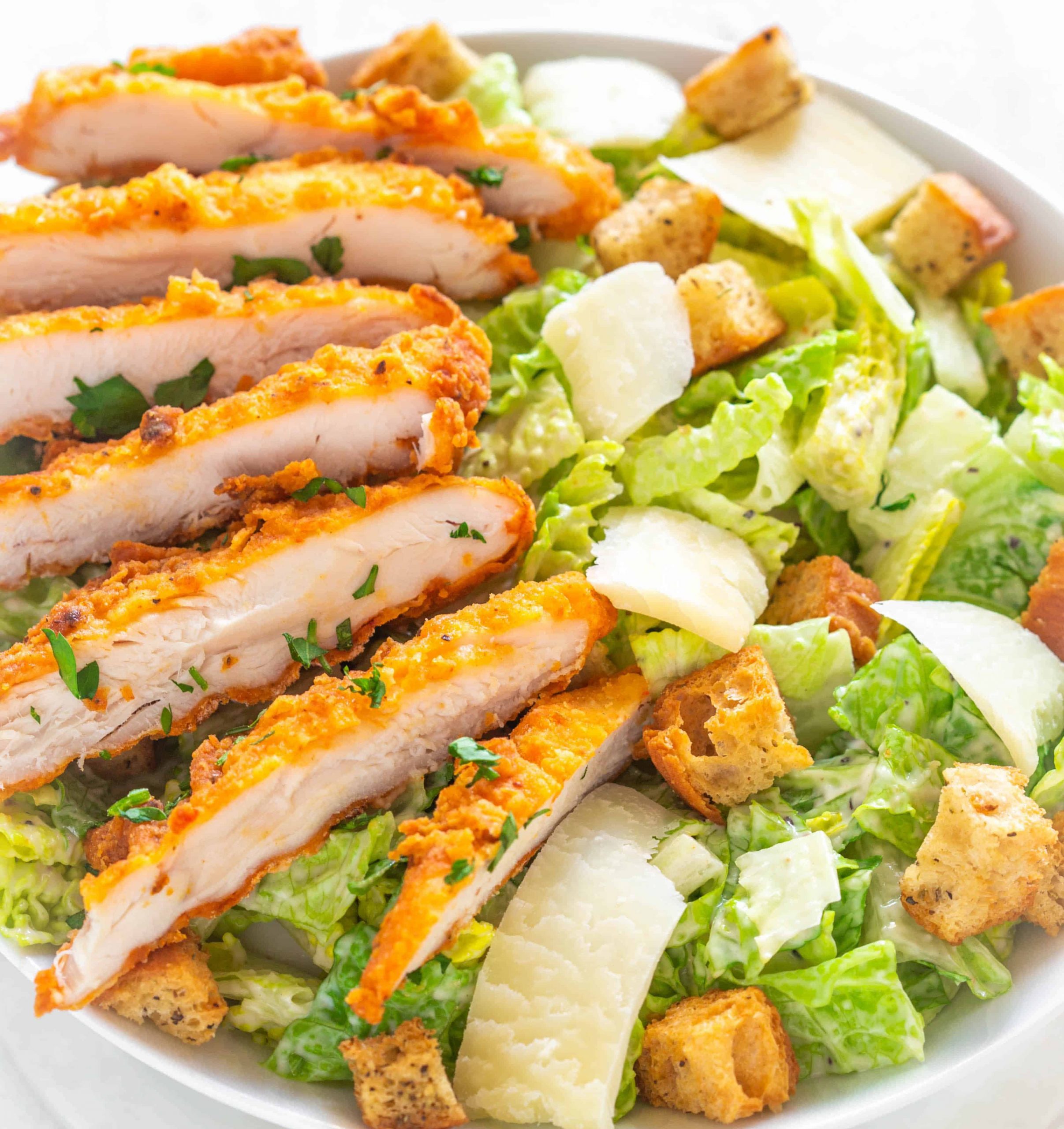 Cajun Air fryer Crispy Chicken Caesar Salad Recipe - Pretty Delicious Eats